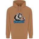 Ginpanzee Funny Gin Drinker Monkey Alcohol Mens 80% Cotton Hoodie Caramel Latte