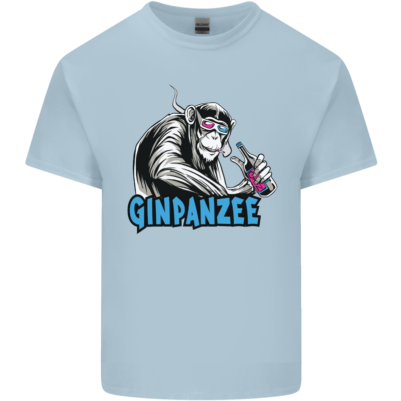 Ginpanzee Funny Gin Drinker Monkey Alcohol Mens Cotton T-Shirt Tee Top Light Blue