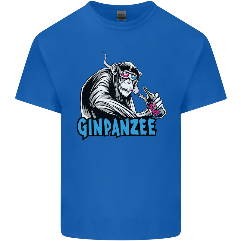 Ginpanzee Funny Gin Drinker Monkey Alcohol Mens Cotton T-Shirt Tee Top Royal Blue