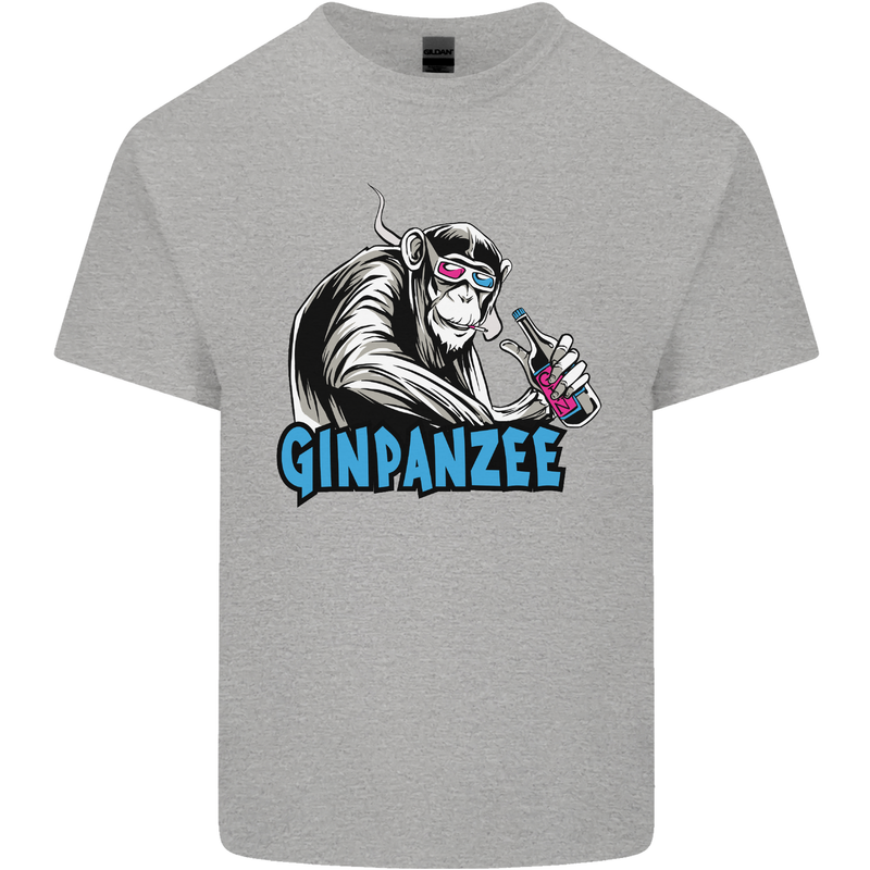 Ginpanzee Funny Gin Drinker Monkey Alcohol Mens Cotton T-Shirt Tee Top Sports Grey