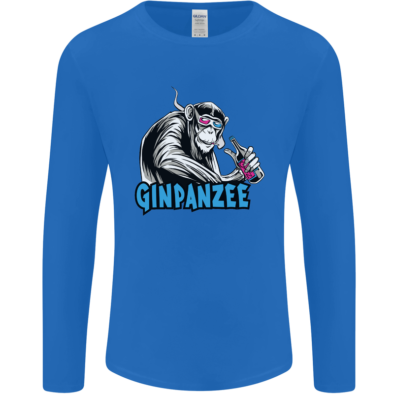 Ginpanzee Funny Gin Drinker Monkey Alcohol Mens Long Sleeve T-Shirt Royal Blue