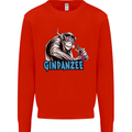 Ginpanzee Funny Gin Drinker Monkey Alcohol Mens Sweatshirt Jumper Bright Red