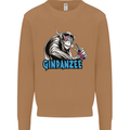 Ginpanzee Funny Gin Drinker Monkey Alcohol Mens Sweatshirt Jumper Caramel Latte