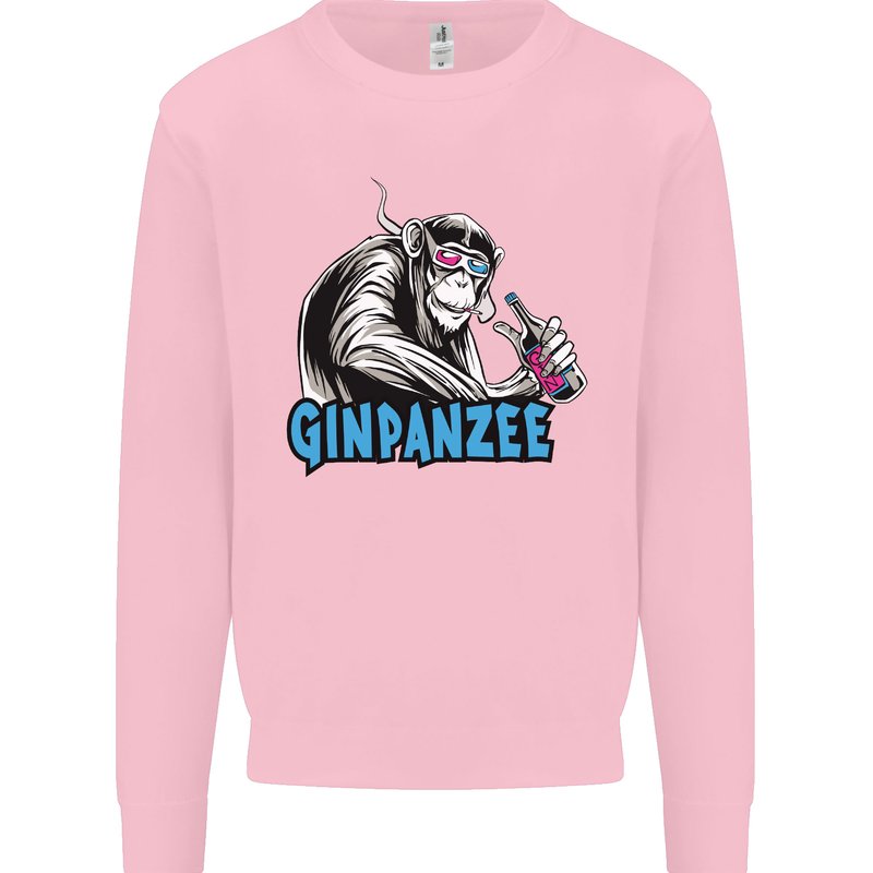 Ginpanzee Funny Gin Drinker Monkey Alcohol Mens Sweatshirt Jumper Light Pink