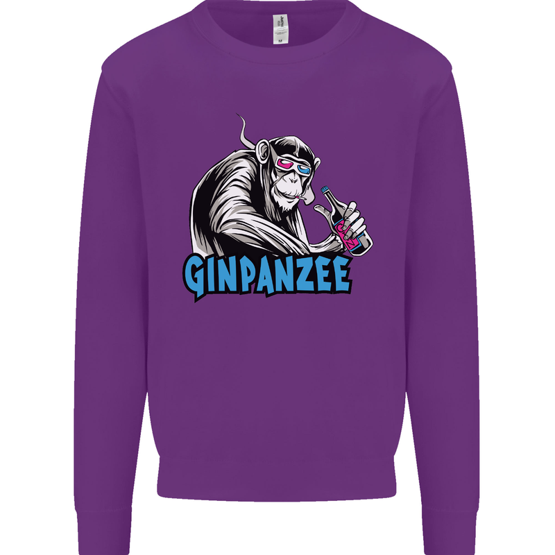 Ginpanzee Funny Gin Drinker Monkey Alcohol Mens Sweatshirt Jumper Purple