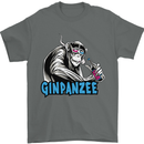 Ginpanzee Funny Gin Drinker Monkey Alcohol Mens T-Shirt Cotton Gildan Charcoal