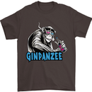 Ginpanzee Funny Gin Drinker Monkey Alcohol Mens T-Shirt Cotton Gildan Dark Chocolate