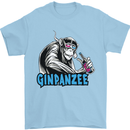 Ginpanzee Funny Gin Drinker Monkey Alcohol Mens T-Shirt Cotton Gildan Light Blue