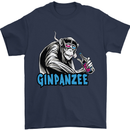 Ginpanzee Funny Gin Drinker Monkey Alcohol Mens T-Shirt Cotton Gildan Navy Blue