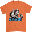 Ginpanzee Funny Gin Drinker Monkey Alcohol Mens T-Shirt Cotton Gildan Orange