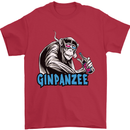 Ginpanzee Funny Gin Drinker Monkey Alcohol Mens T-Shirt Cotton Gildan Red