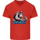 Ginpanzee Funny Gin Drinker Monkey Alcohol Mens V-Neck Cotton T-Shirt Red