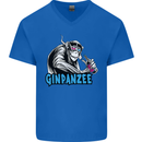 Ginpanzee Funny Gin Drinker Monkey Alcohol Mens V-Neck Cotton T-Shirt Royal Blue