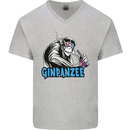 Ginpanzee Funny Gin Drinker Monkey Alcohol Mens V-Neck Cotton T-Shirt Sports Grey