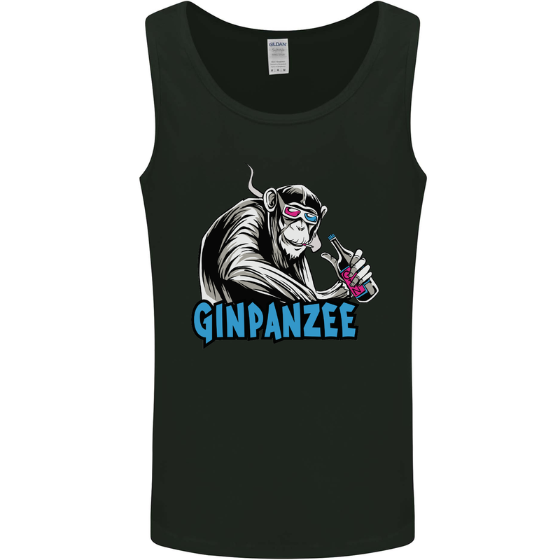 Ginpanzee Funny Gin Drinker Monkey Alcohol Mens Vest Tank Top Black