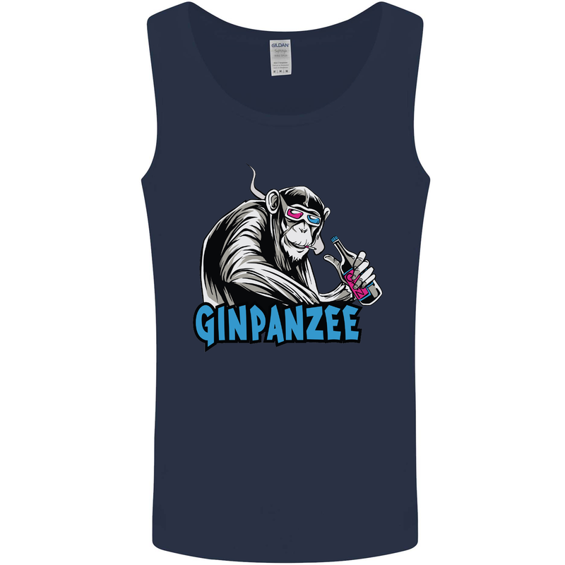 Ginpanzee Funny Gin Drinker Monkey Alcohol Mens Vest Tank Top Navy Blue