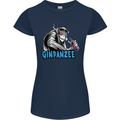 Ginpanzee Funny Gin Drinker Monkey Alcohol Womens Petite Cut T-Shirt Navy Blue