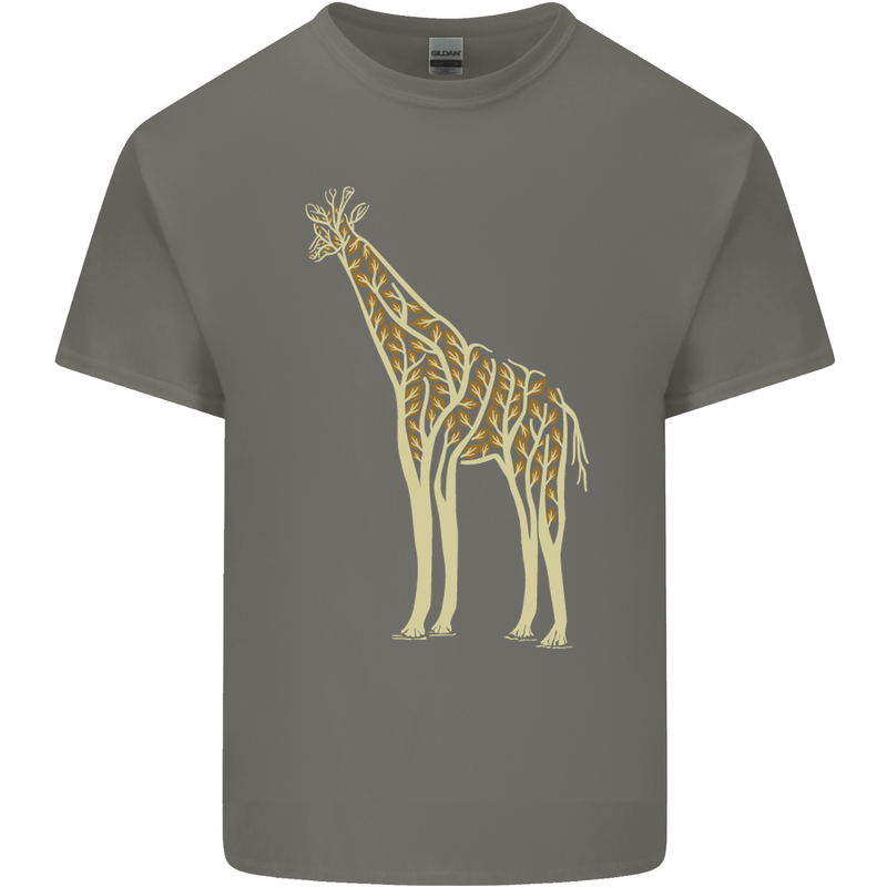 Giraffe Ecology Mens Cotton T-Shirt Tee Top Charcoal