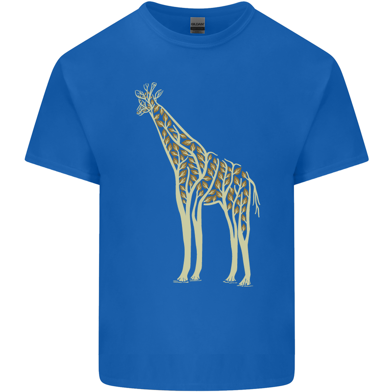 Giraffe Ecology Mens Cotton T-Shirt Tee Top Royal Blue