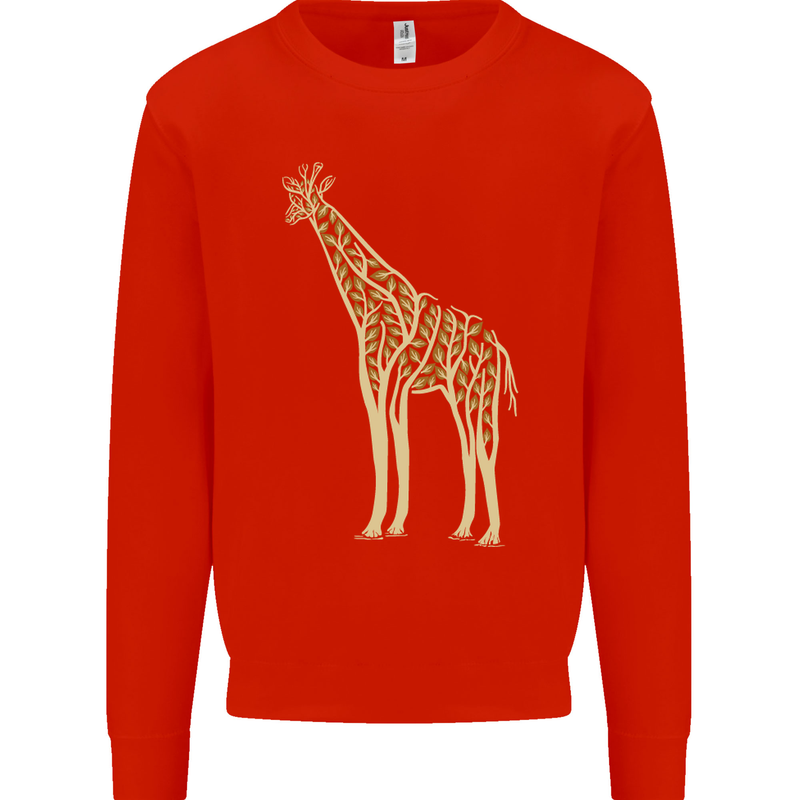 Giraffe Ecology Mens Sweatshirt Jumper Bright Red