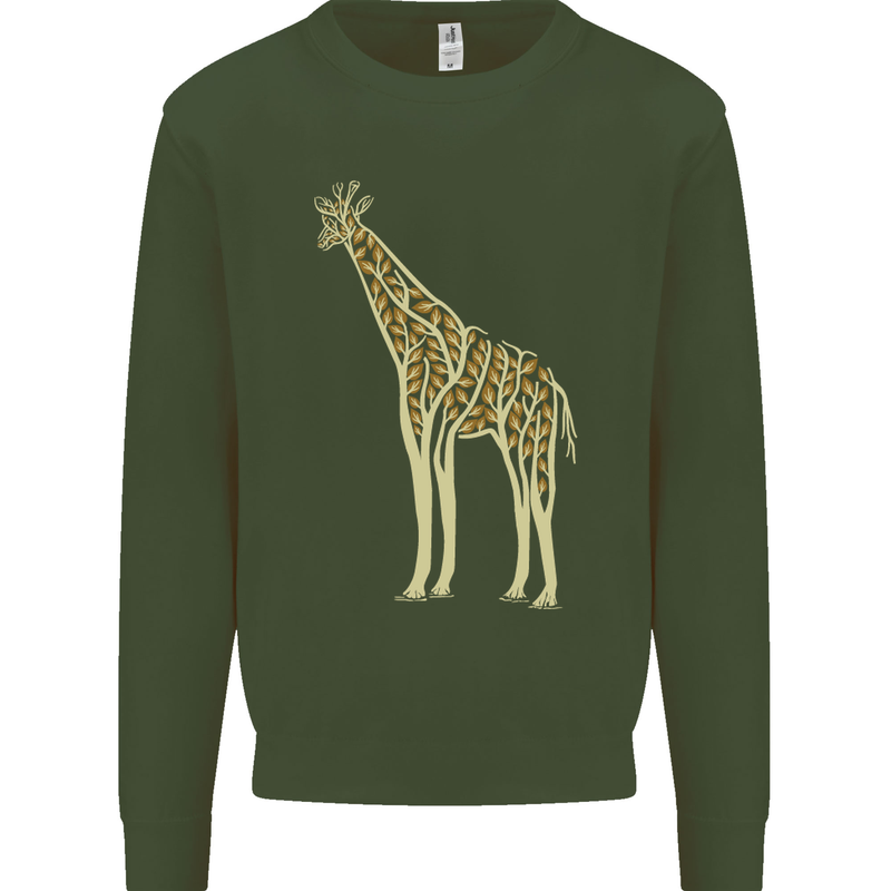 Giraffe Ecology Mens Sweatshirt Jumper Forest Green
