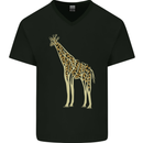 Giraffe Ecology Mens V-Neck Cotton T-Shirt Black