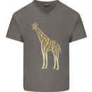 Giraffe Ecology Mens V-Neck Cotton T-Shirt Charcoal