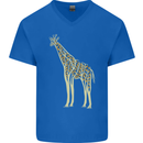 Giraffe Ecology Mens V-Neck Cotton T-Shirt Royal Blue