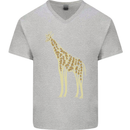 Giraffe Ecology Mens V-Neck Cotton T-Shirt Sports Grey