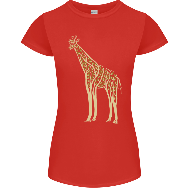 Giraffe Ecology Womens Petite Cut T-Shirt Red