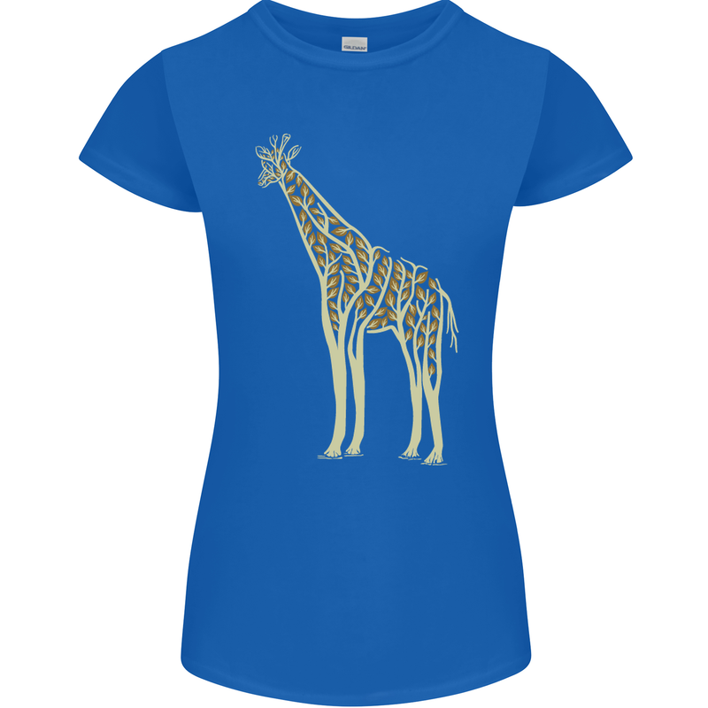 Giraffe Ecology Womens Petite Cut T-Shirt Royal Blue