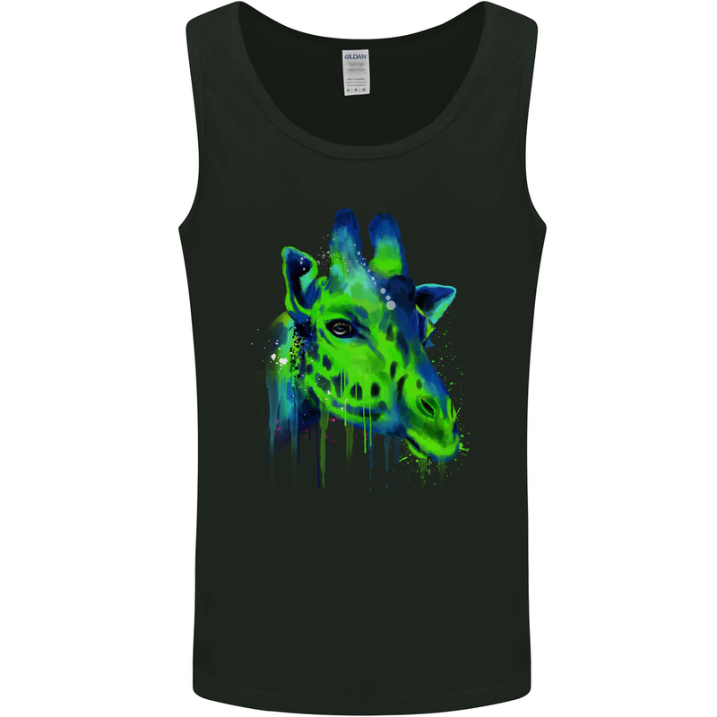 Giraffe Watercolour Mens Vest Tank Top Black