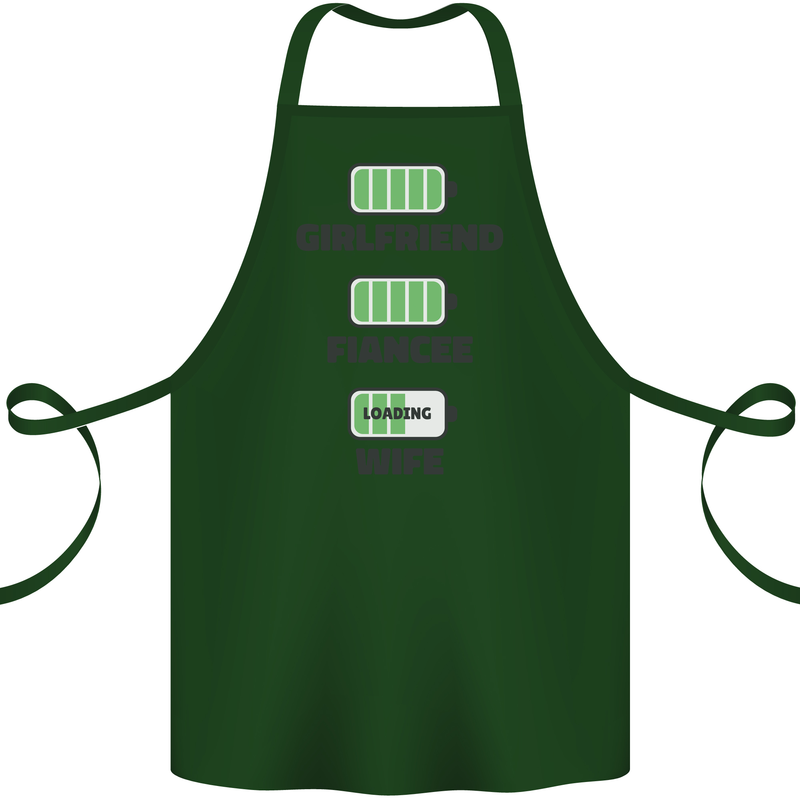 Girlfriend Fiance Wife Loading Engagement Cotton Apron 100% Organic Forest Green