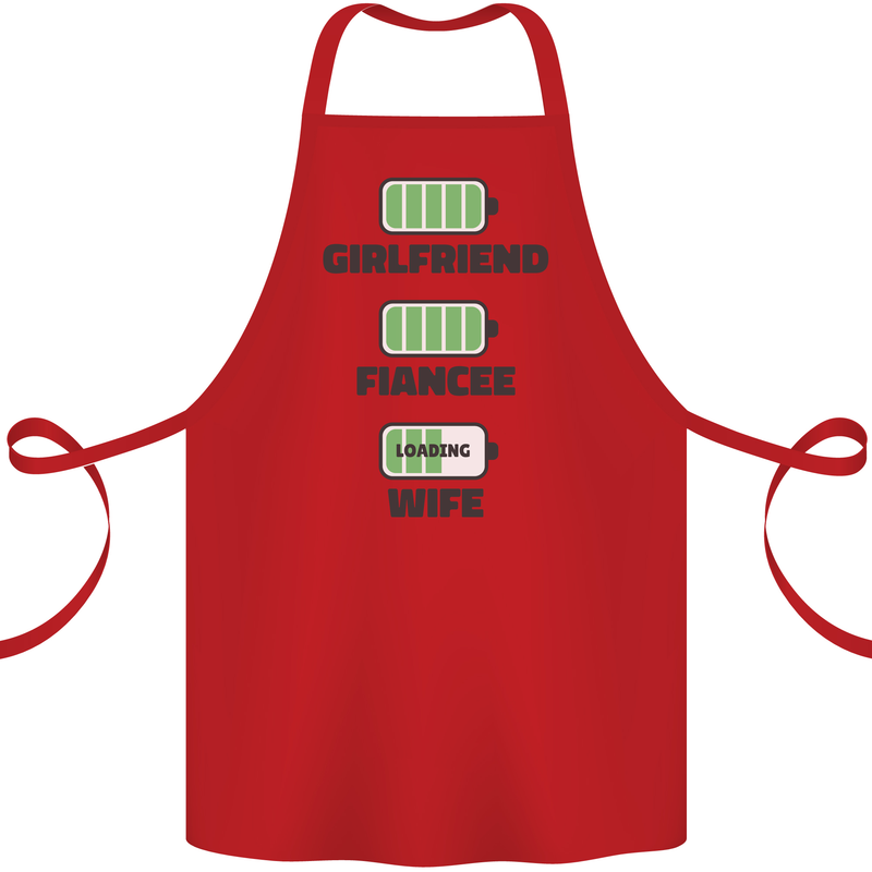 Girlfriend Fiance Wife Loading Engagement Cotton Apron 100% Organic Red