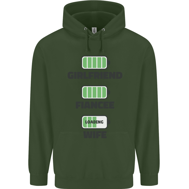 Girlfriend Fiance Wife Loading Engagement Mens 80% Cotton Hoodie Forest Green