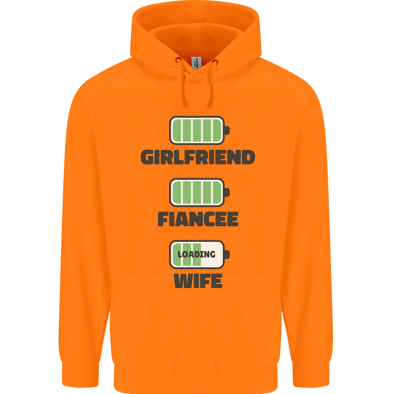 Girlfriend Fiance Wife Loading Engagement Mens 80% Cotton Hoodie Orange