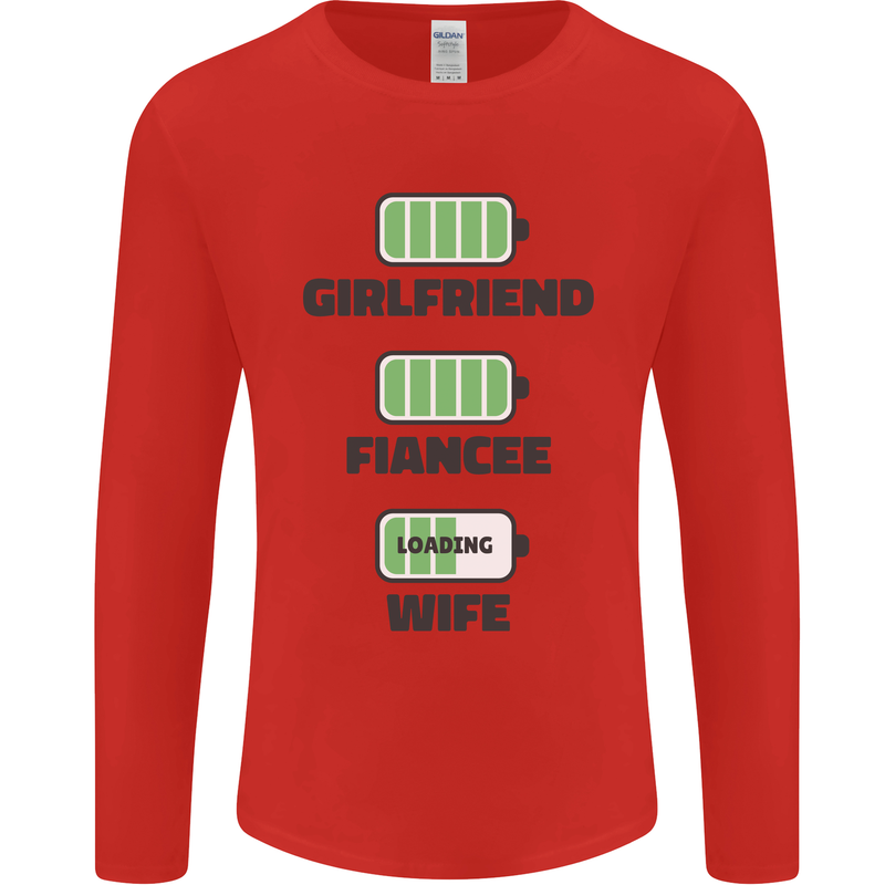 Girlfriend Fiance Wife Loading Engagement Mens Long Sleeve T-Shirt Red