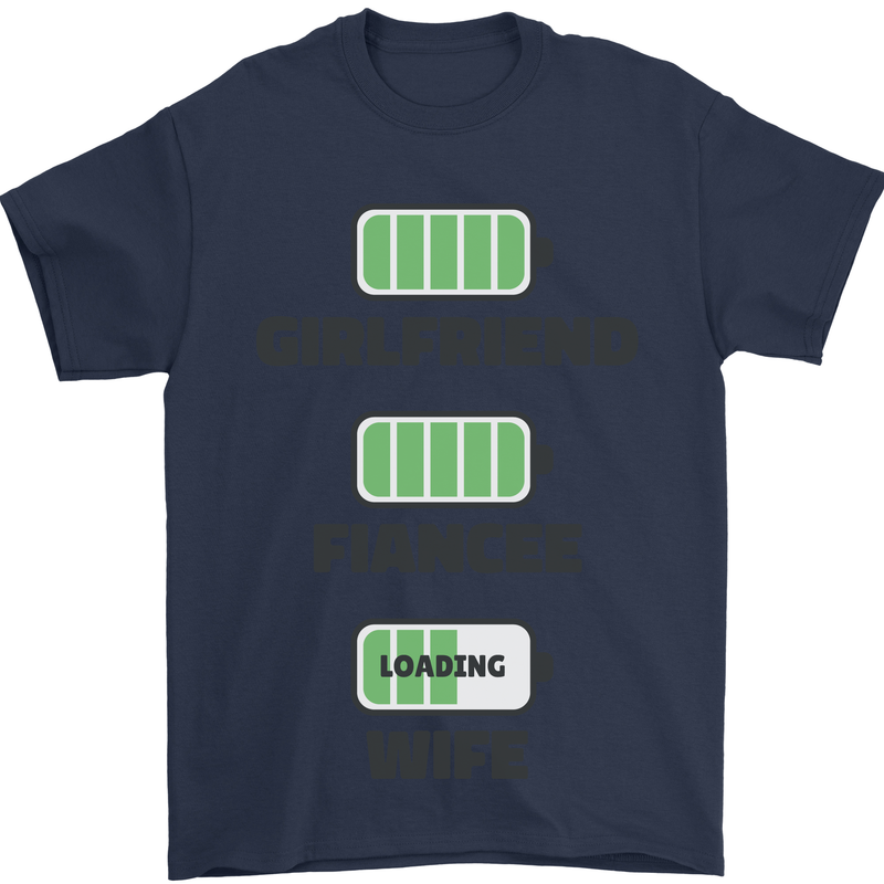Girlfriend Fiance Wife Loading Engagement Mens T-Shirt Cotton Gildan Navy Blue