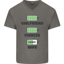 Girlfriend Fiance Wife Loading Engagement Mens V-Neck Cotton T-Shirt Charcoal