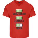 Girlfriend Fiance Wife Loading Engagement Mens V-Neck Cotton T-Shirt Red
