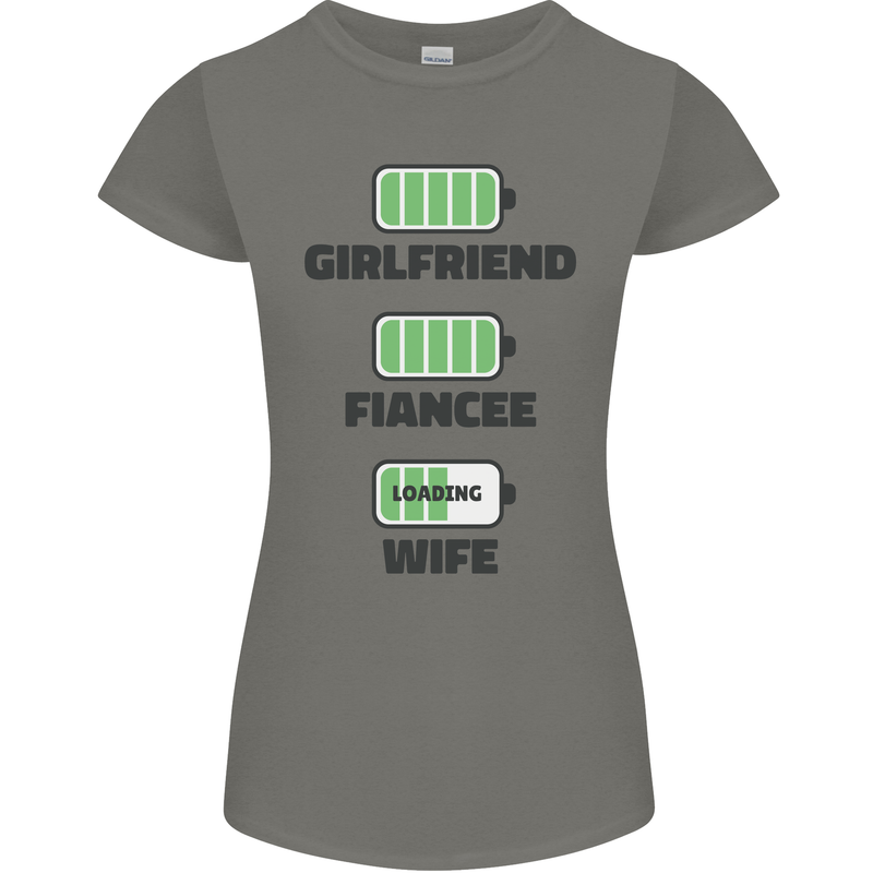 Girlfriend Fiance Wife Loading Engagement Womens Petite Cut T-Shirt Charcoal