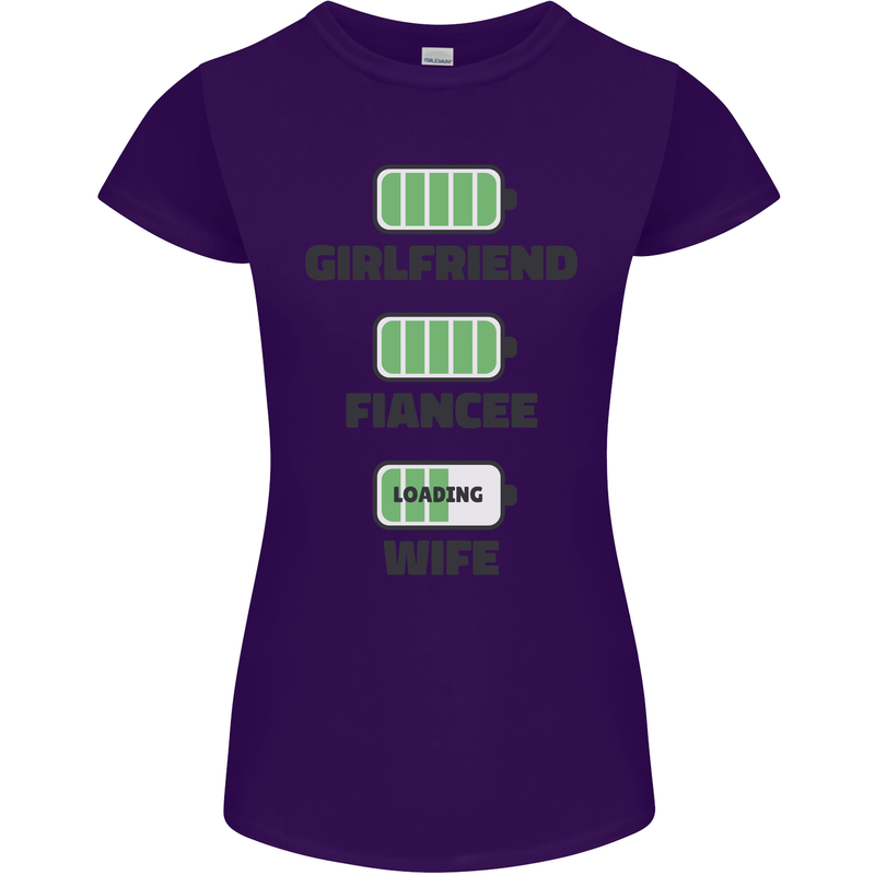 Girlfriend Fiance Wife Loading Engagement Womens Petite Cut T-Shirt Purple