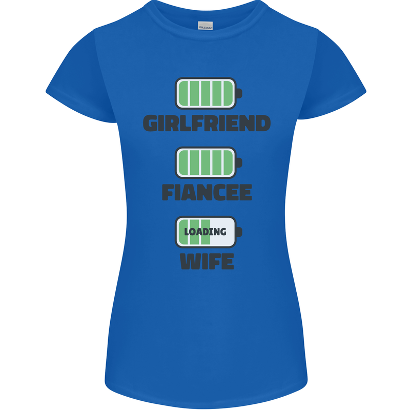 Girlfriend Fiance Wife Loading Engagement Womens Petite Cut T-Shirt Royal Blue