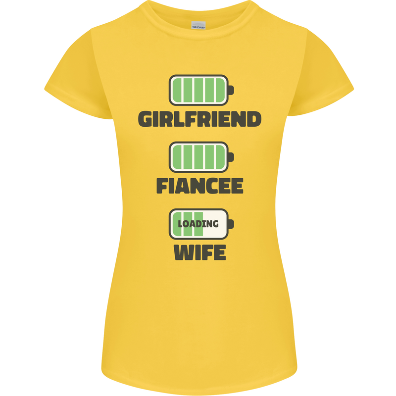 Girlfriend Fiance Wife Loading Engagement Womens Petite Cut T-Shirt Yellow