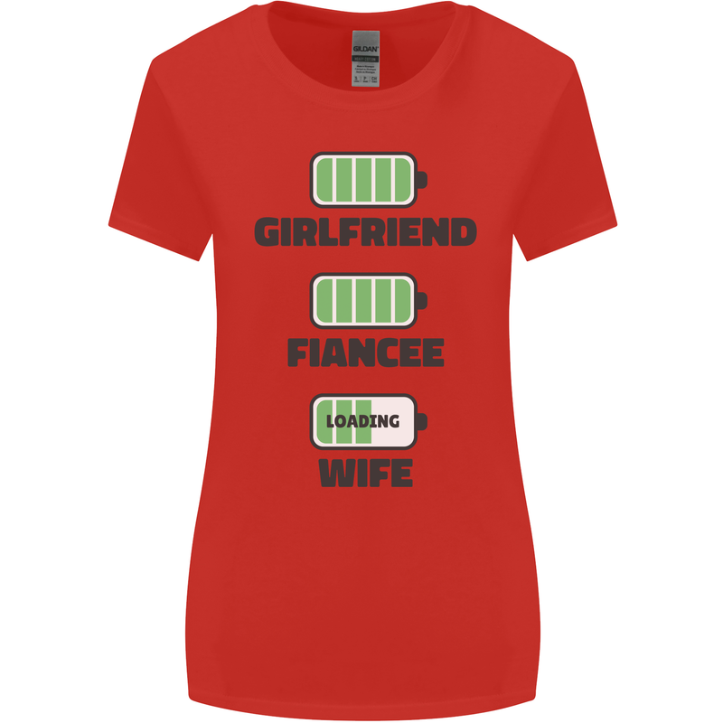 Girlfriend Fiance Wife Loading Engagement Womens Wider Cut T-Shirt Red
