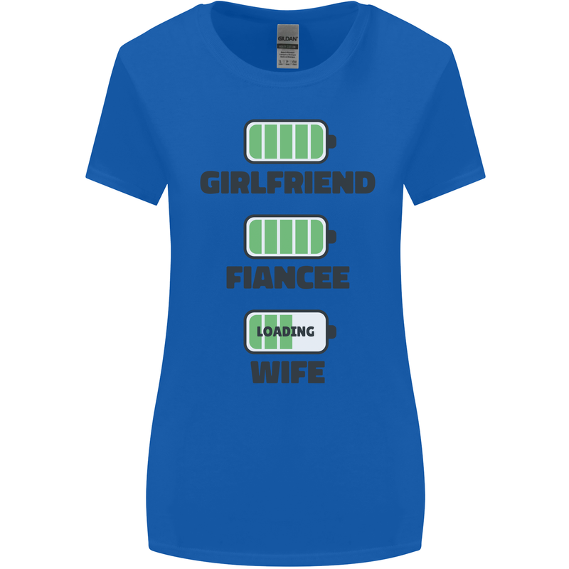 Girlfriend Fiance Wife Loading Engagement Womens Wider Cut T-Shirt Royal Blue
