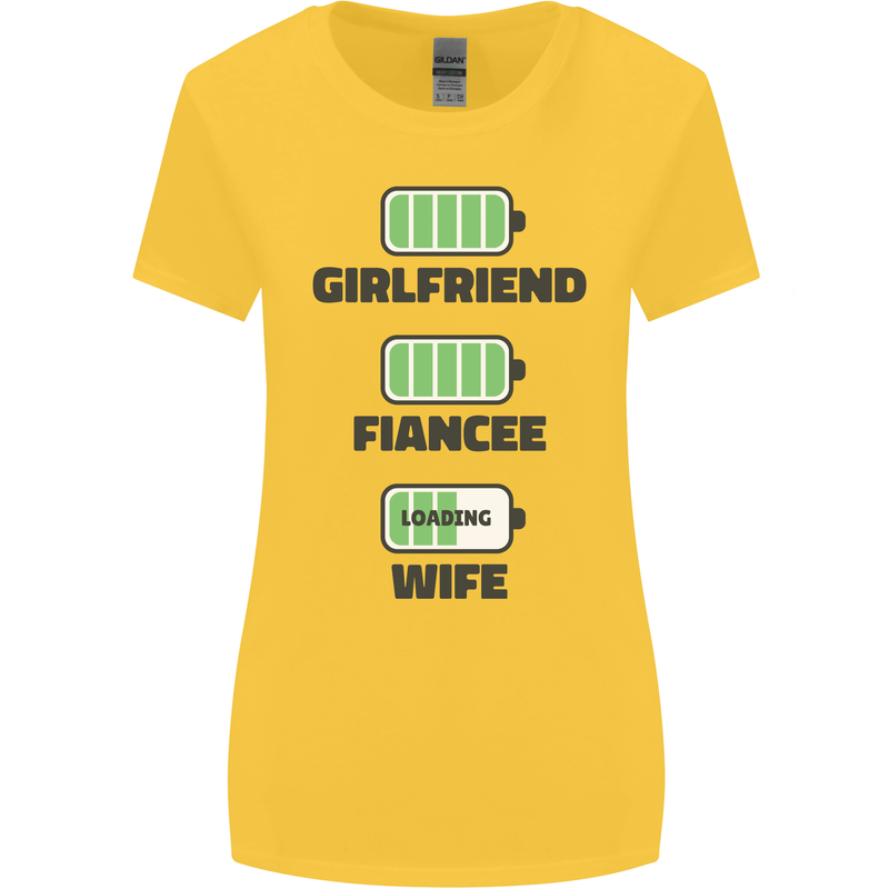 Girlfriend Fiance Wife Loading Engagement Womens Wider Cut T-Shirt Yellow