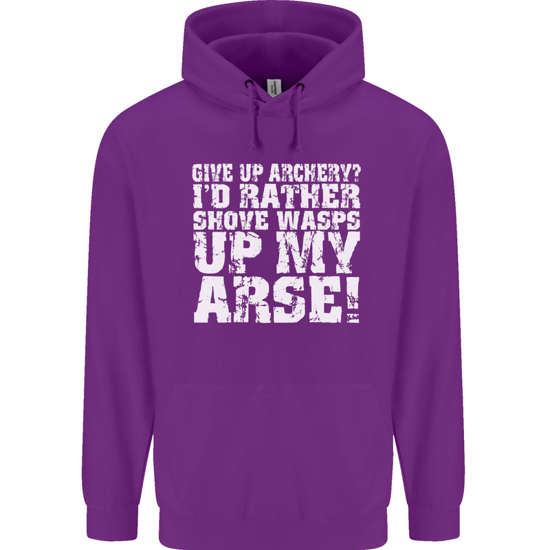 Give up Archery? Funny Offensive Archer Mens 80% Cotton Hoodie Purple