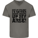 Give up Cycling? Cyclist Bicycle Funny Mens V-Neck Cotton T-Shirt Charcoal