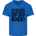 Give up Cycling? Cyclist Bicycle Funny Mens V-Neck Cotton T-Shirt Royal Blue